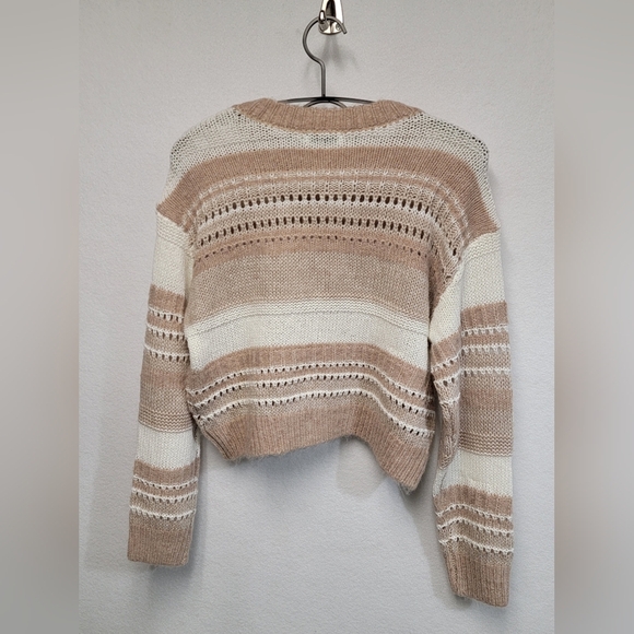 Lush Long Sleeve Open Knit Striped Sweater Size Small - Picture 2 of 8
